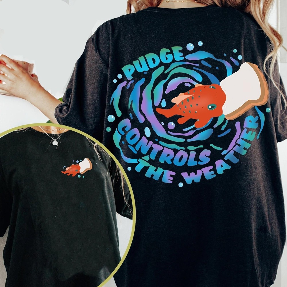 Controls The Weather Retro T-Shirt, Orange Fish With Bread Graphic Tee 2 Sided